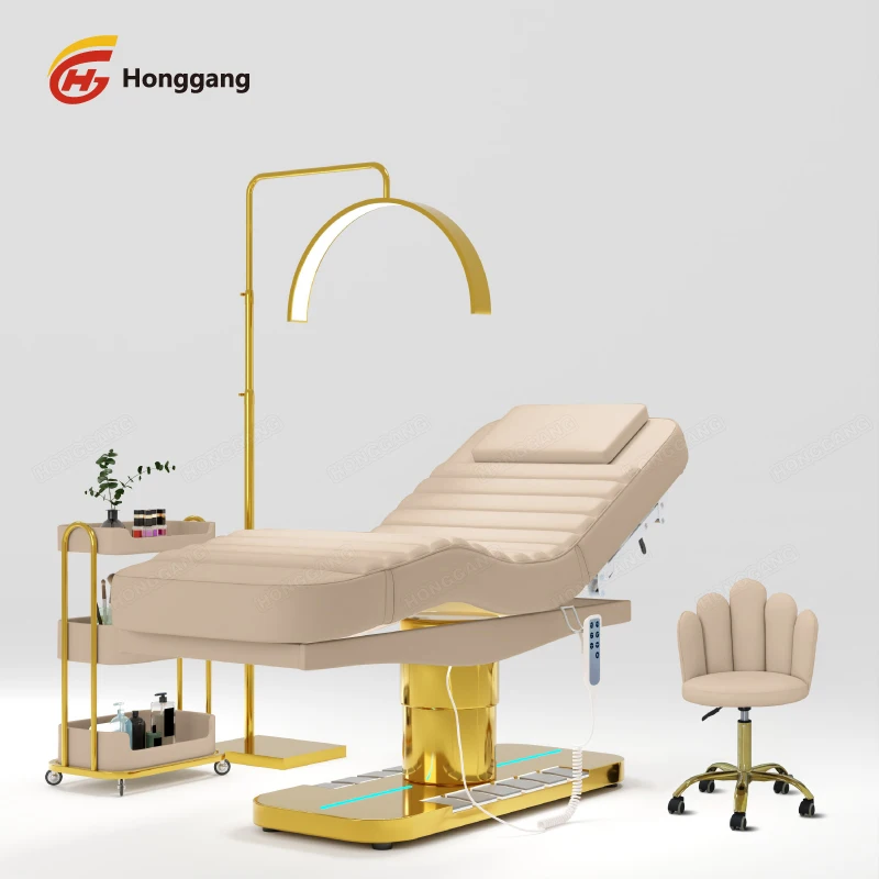 Coofull Customized Color White Leather Beauty Salon Massage Table Electric Curved Treatment Facial Lash Beauty Bed With 3 Motors