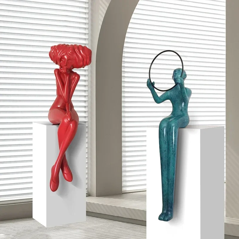 

Modern Abstract Figure Sculpture Cartoon Welcome Floor Ornaments Living Room Home