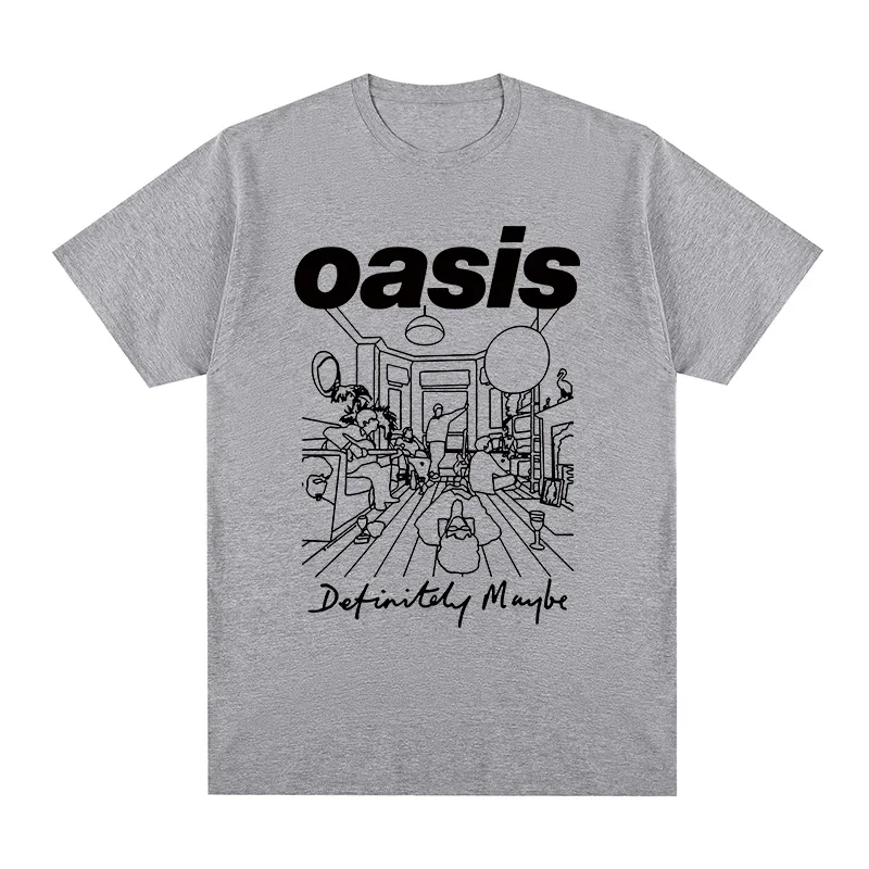 Summer fashion men's T-shirt, Oasis Band logo rock band retro T-shirt, 100% pure cotton casual loose high-quality T-shirt for me
