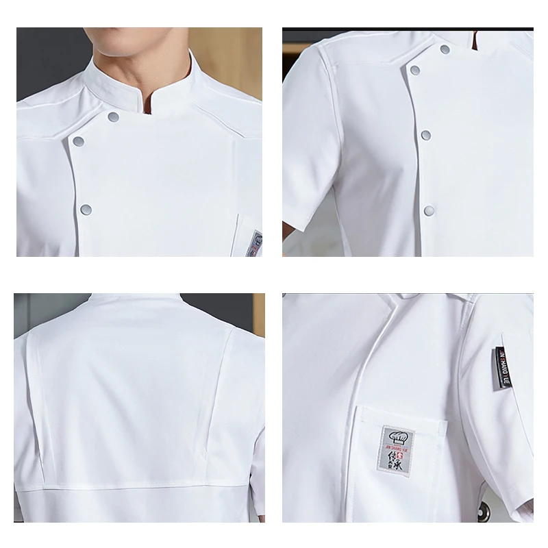 Летняя рубашка для мужчин и женщин, пищевая одежда для сервиса, комбинезон для ресторана, отеля, куртка шеф-повара, форма с короткими рукавами для приготовления пиццы, кухни