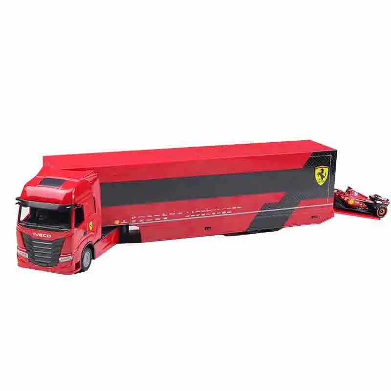 Bburago 1:43 FERRARI SF24 2024 F1 HAULLER SET # 16 CHARLES LECLERC MERCEDES-AMG W15 liga carro de luxo fundido modelo de carro série de brinquedos