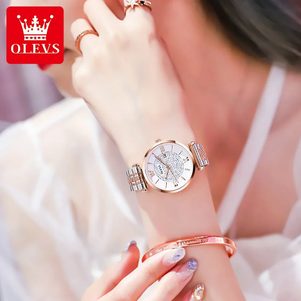 OLEVS-reloj de cuarzo de lujo para mujer, Pulsera Original de marca superior, resistente al agua, con calendario, a la moda, 6892