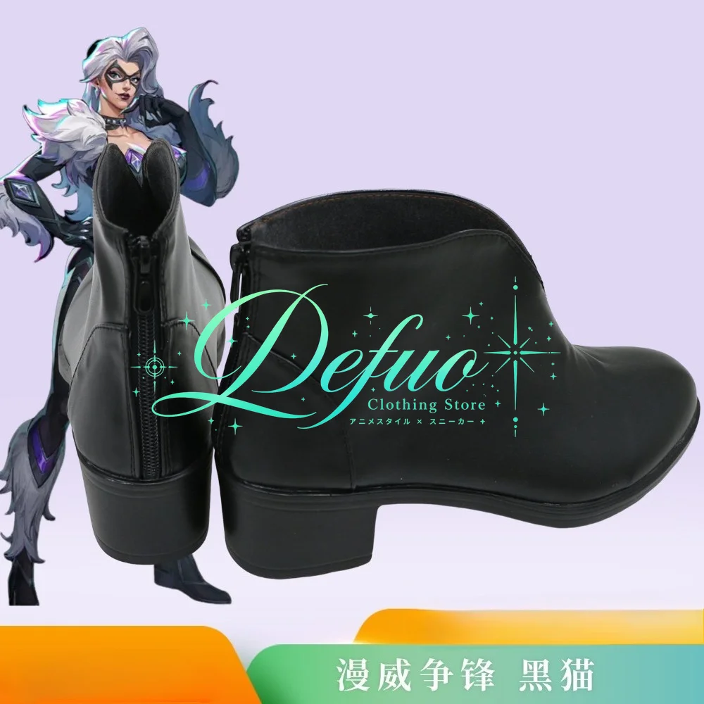 Anime Black Cat Role Playing Shoes and Boots Custom Girls PU Leather Halloween Costume Party Shoes