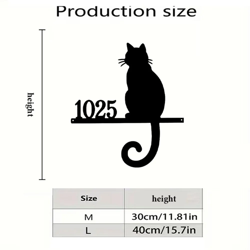 1Pcs Rustic Custom Cat Silhouette Wrought Iron Address Sign Limited Number Decor Farm Villa Courtyard Community Wall Gift - view 5