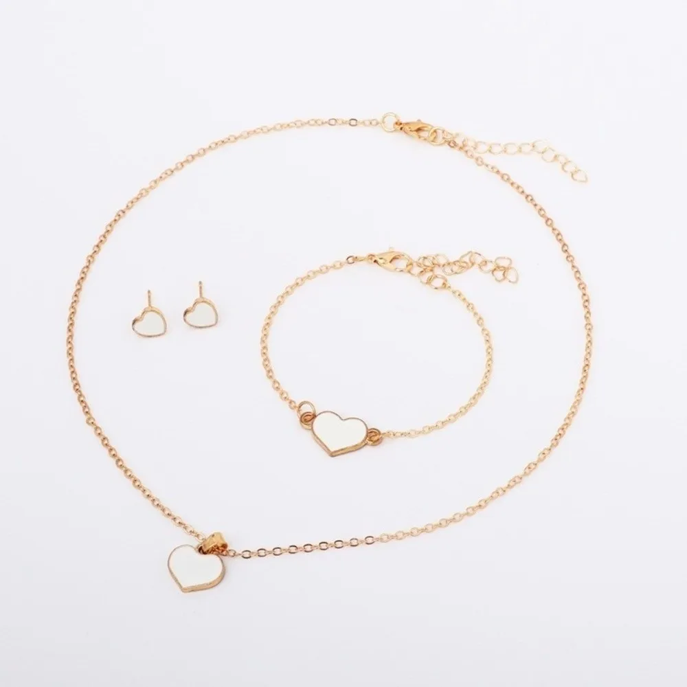 Elegance Style Butterfly Jewelry Set Minimalist Fashion Heart Necklace Ring Set Dripping Oil Artistic Design