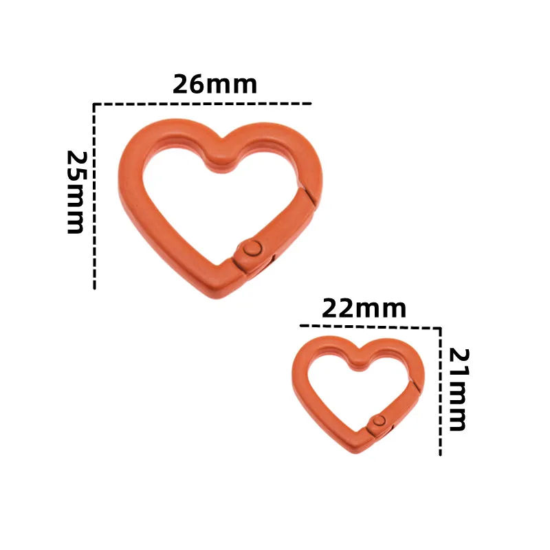 22/26mm Heart Metal Ring Clasp Spring Gate Lobster Clasp DIY Carabiner Keychain Bag Clips Hook Making Dog Chains Pendant Buckle