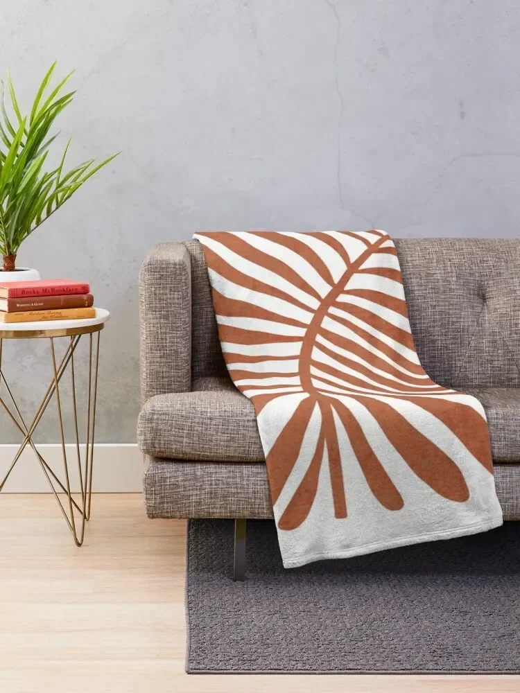 Terracotta abstract leaf Throw Blanket Baby Kid'S manga Blankets