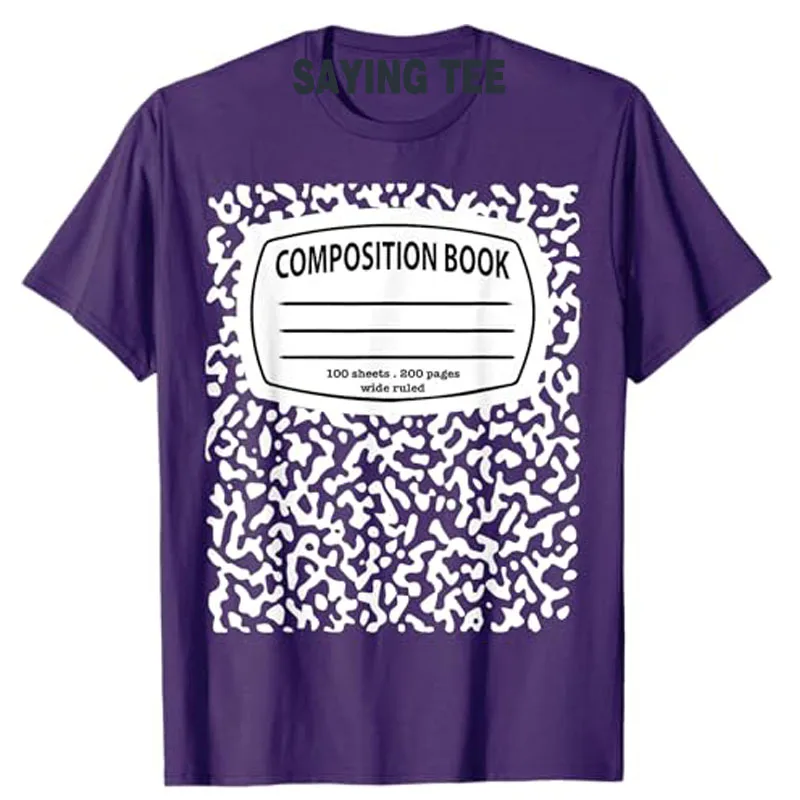 Composition Notebook Costume - Matching Group Halloween Costume for Teachers Fashion Short Sleeve T-Shirt Humor Funny Saying Tee