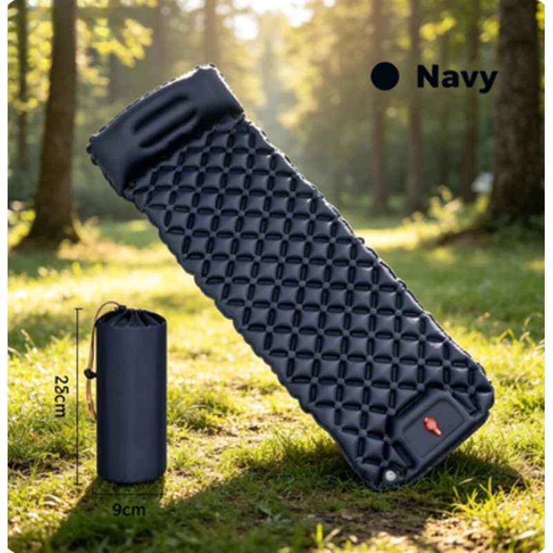 Camping Air Mattress with Built‑in Pump & Pillow, Ultralight Inflatable Sleeping Pad for Hiking Backpacking Travel