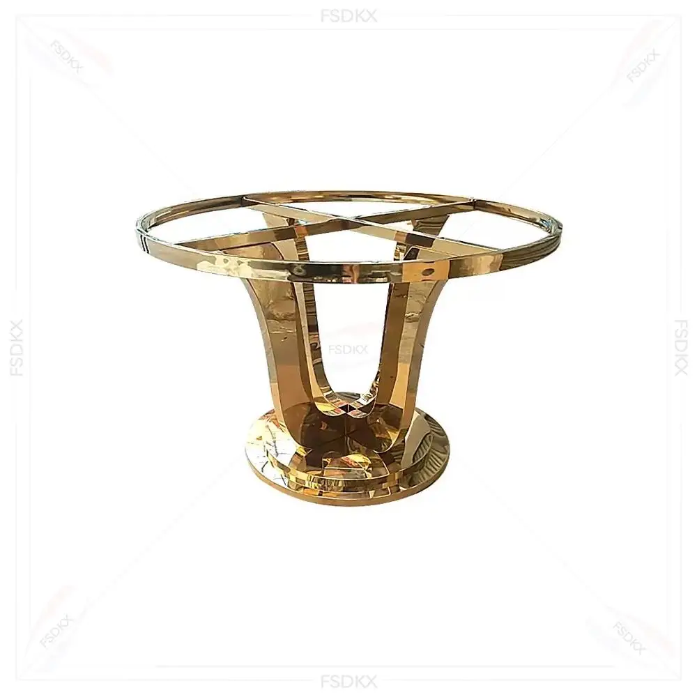 FSDKX Golden Shiny Cake Table Wedding Party Display Stainless Steel Cake Stand for Baby Shower Decorations