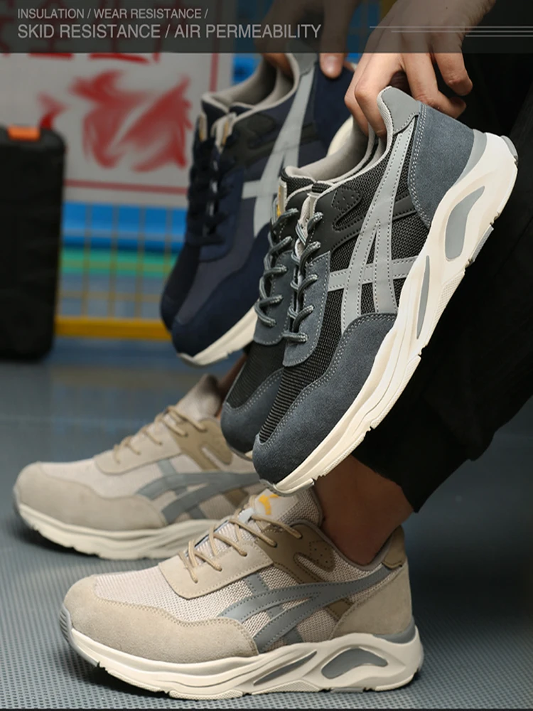 Steel Ladle Head Protection Shoes Men Anti Smashing Anti Piercing Lightweight Anti Slip Wear-resistant Comfortable Safe Shoes