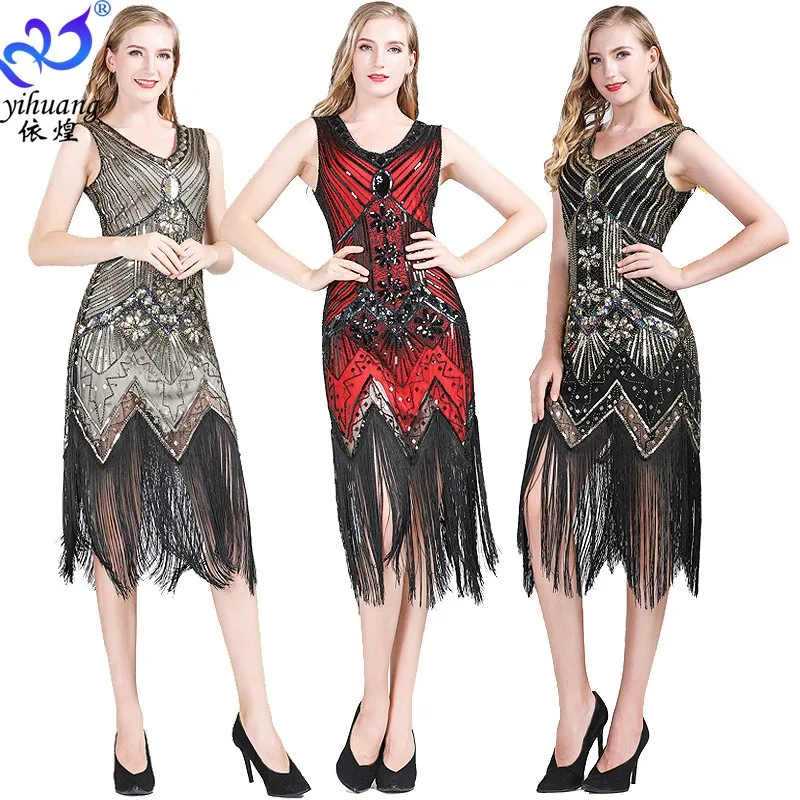 Elegant Party Dress Wedding Guest Mesh Sleeveless Dresses Sequined Bodice Evening Dress Red Sequin Cocktail Dress High Slit