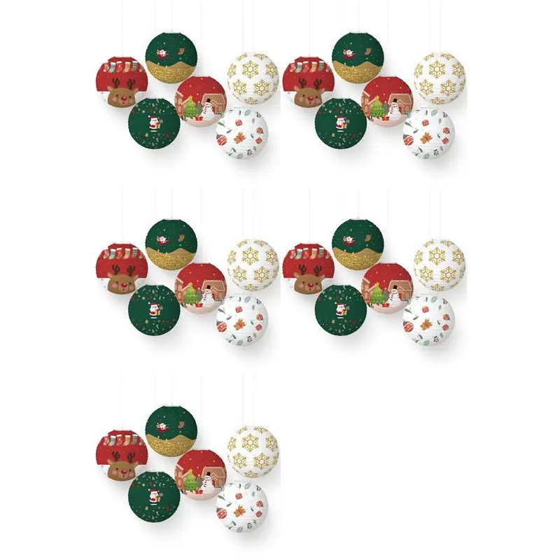

ABDJ-30 Pcs Christmas Decoration Paper Lanterns,Round Hanging Chinese Paper Lanterns For Your Home Outdoor Party Decorations