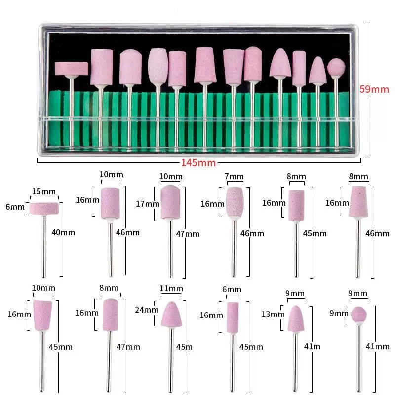 2.35mm Shank Pink Nail Polishing Cutters Set Quartz Manicure Drill Bits Pedicure Milling Cutter Files Nail Art