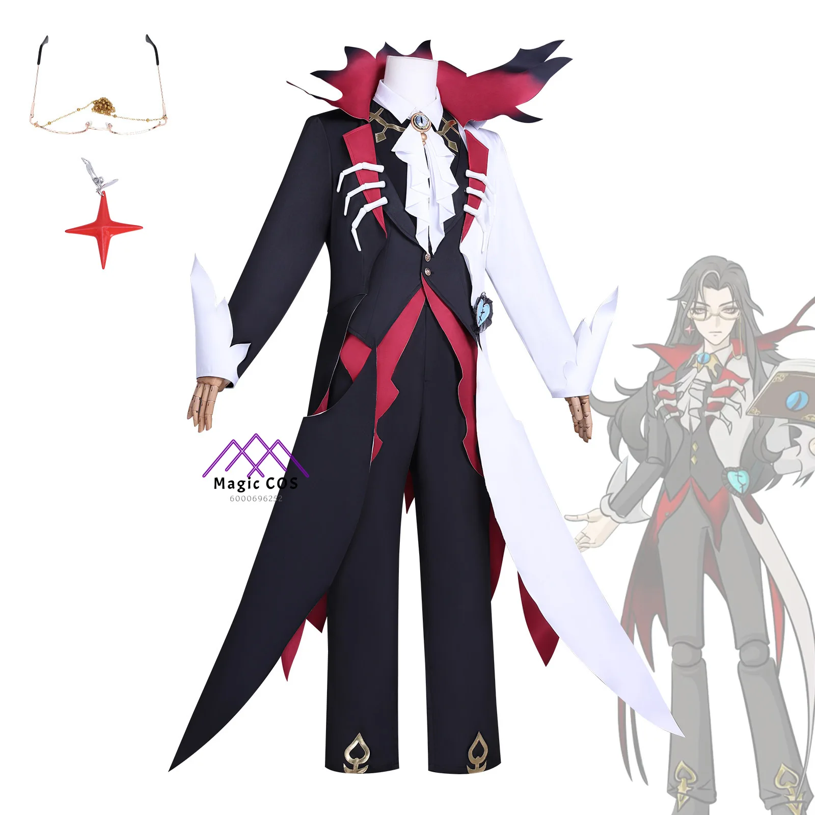 

Hot Game Eggy Cosplay Costume Levin Role Playing Clothes Fashion Black Red Outfit for Men Adult Comic Con Halloween Party Suits