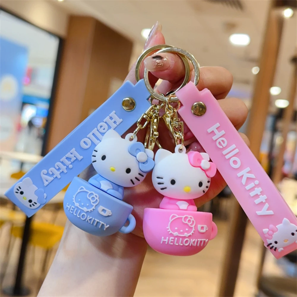 Sanrio Hello Kitty Key Chain Women Cute Cartoon Kuromi Keychain Girl Schoolbag Shoulder Bag Car Keyring Kid Children Kawaii Gift