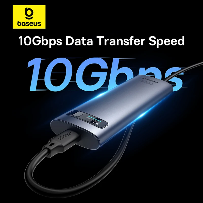 베이스어스 M2 SSD 케이스 M.2 NVMe SATA 고속 USB C 3.2 Gen 2 10Gbps 외장 케이스 어댑터 8TB 저장 확장 데이터 보호 SSD 케이스