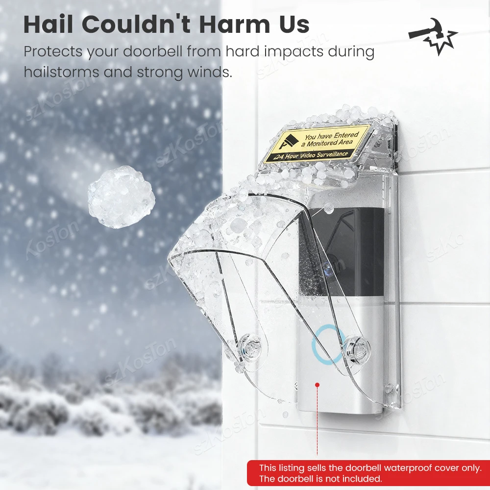 جرس باب يتضمن شاشة عرض فيديو خارجي غطاء مقاوم للماء شفاف مقاوم للثلج والغبار لجرس الاتصال الداخلي عبر الفيديو اللاسلكي #2