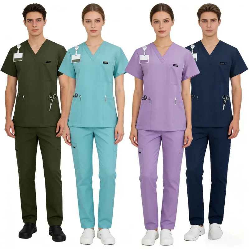 ladies-short-sleeve-medical-scrubs-for-operating-room-nurses-doctors-ideal-for-skin-management-surgical-isolation-work-uniform