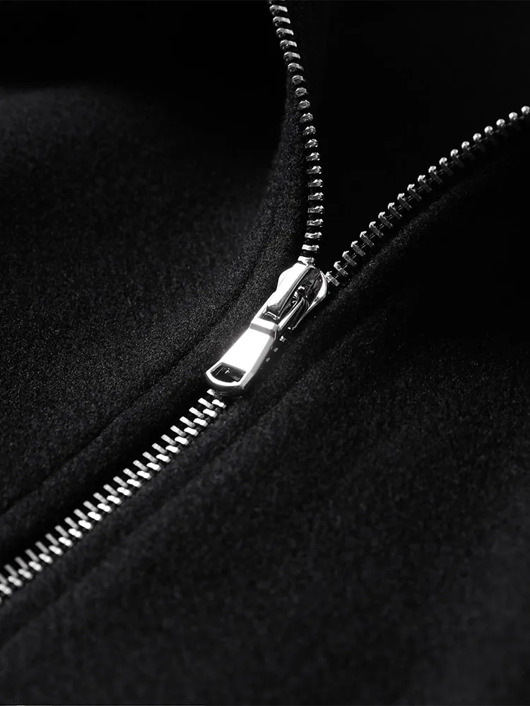 เสื้อแจ็คเก็ตผู้หญิงแบบลำลอง สีดำ ซิป ปกหลวม อุ่นสบาย สำหรับผู้หญิง ฤดูใบไม้ร่วง ฤดูหนาว ปี 2025 เหมาะสำหรับใส่ไปทำงาน