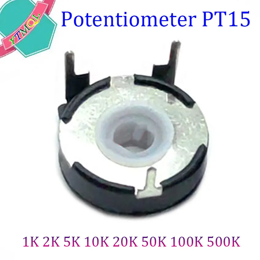 5pcs PT15 Adjustable Resistor 1K 2K 5K 10K 20K 50K 100K 500K Elliptical Hole Horizontal Potentiometer