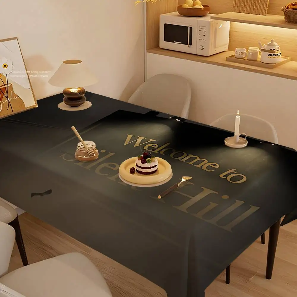 S-SilentS Hill لعبة مفرش طاولة مستطيلة وصمة عار مفرش المائدة Oilcloth رف ميسا كتيمة مفرش المائدة الديكور