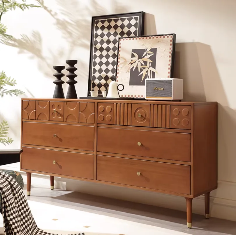 

*All Solid Wood Five or Six Bucket Cabinet Wood Retro Home Living Room Wall Storage Bedroom Bedside Drawer Cabinet