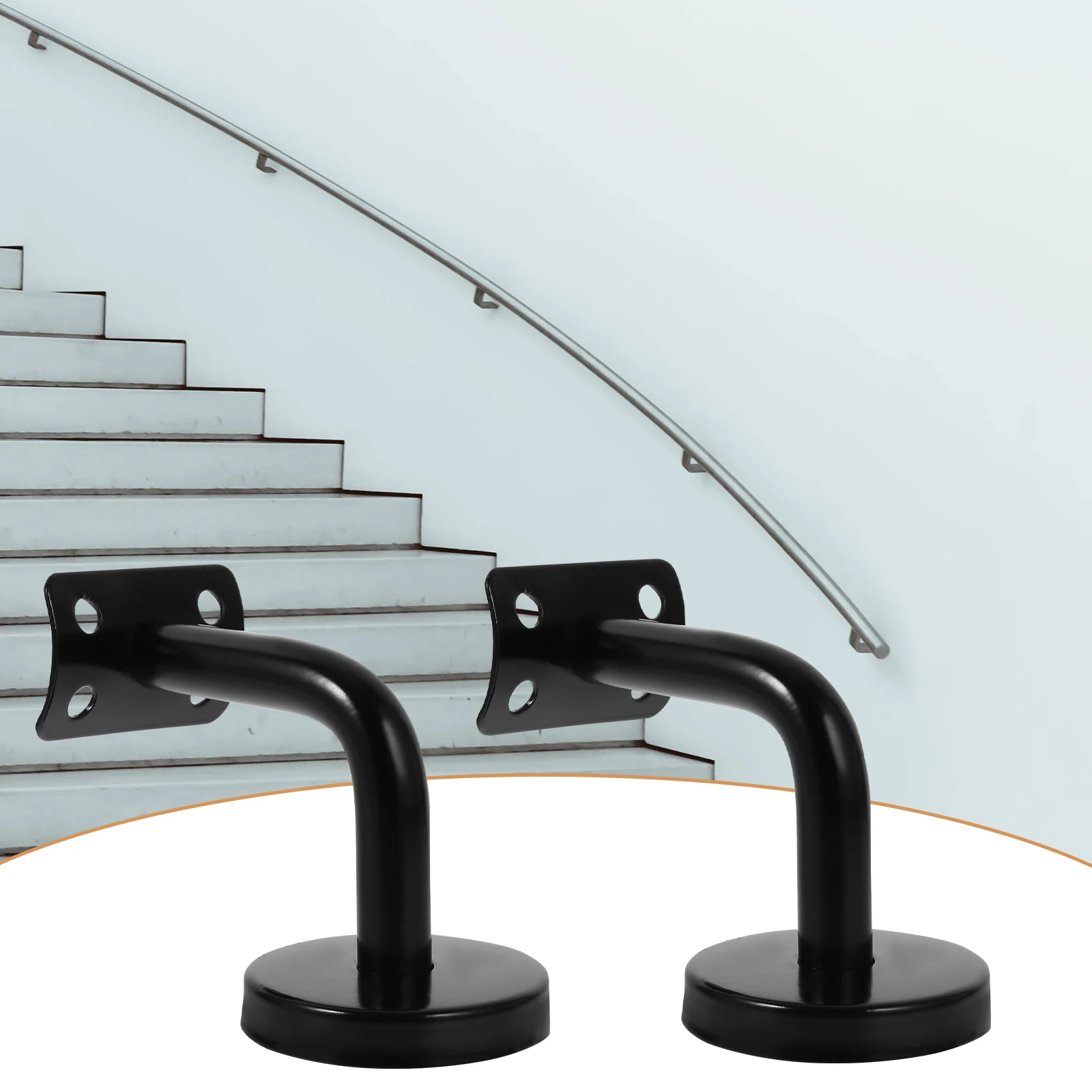 

Handrail Bracket Bannister Support Stair Rail Armrest Shelf Wall Mount Black Painted Stainless Steel Durable Hardware Bathroom