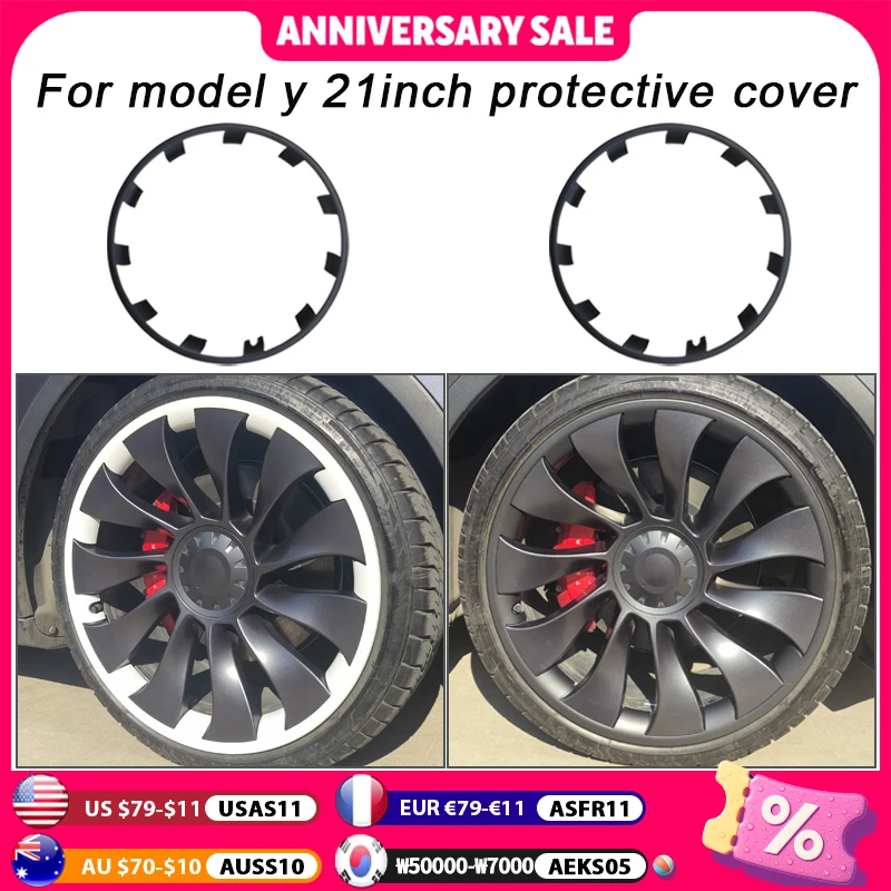 

For Tesla Model Y 21 Inch Rim Wheel Hub Protection Patch Protectors Wheel Guard Covers Accessories ABS Auto Exterior 2018-2024