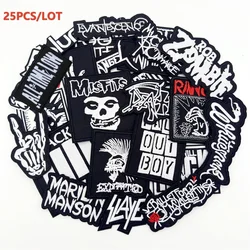 25pcs Band Music Patches for Jacket Jeans Embroidery Punk Badges Appliques Iron Patch Stickers Clothes Decoration