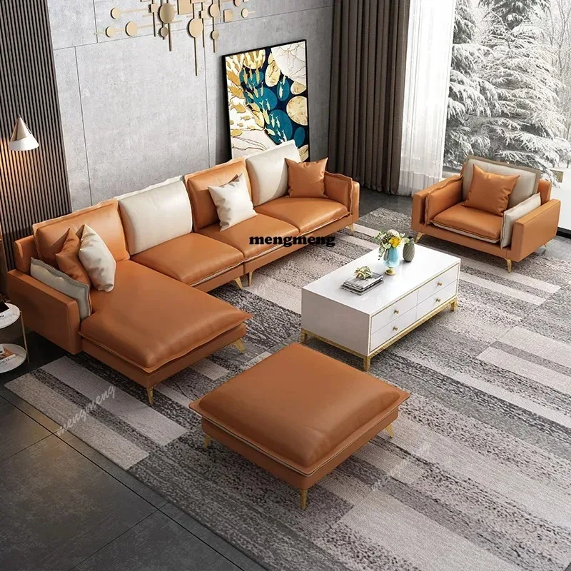 Sofa living room small apartment furniture combination fabric Nordic light luxury simple modern double