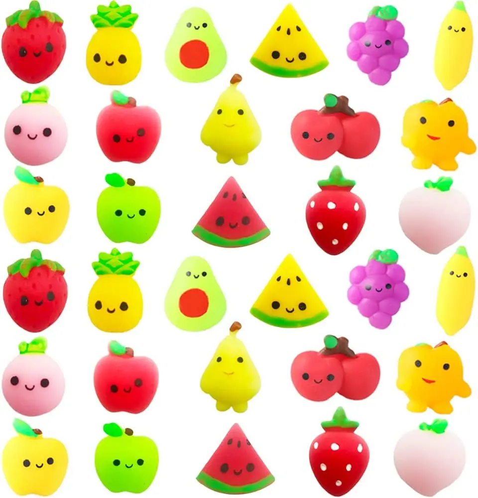 32pcs Mini Fruit Squishy Toys Set for Kids, Cute Stress Relief Anxiety Toys for Boys Girls