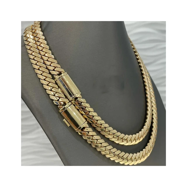 Handmade 12mm 24 Miami Cuban Link Chain 180grams Heavy Solid 925 Sterling Silver 14k Gold Plated Curb Hiphop Chain