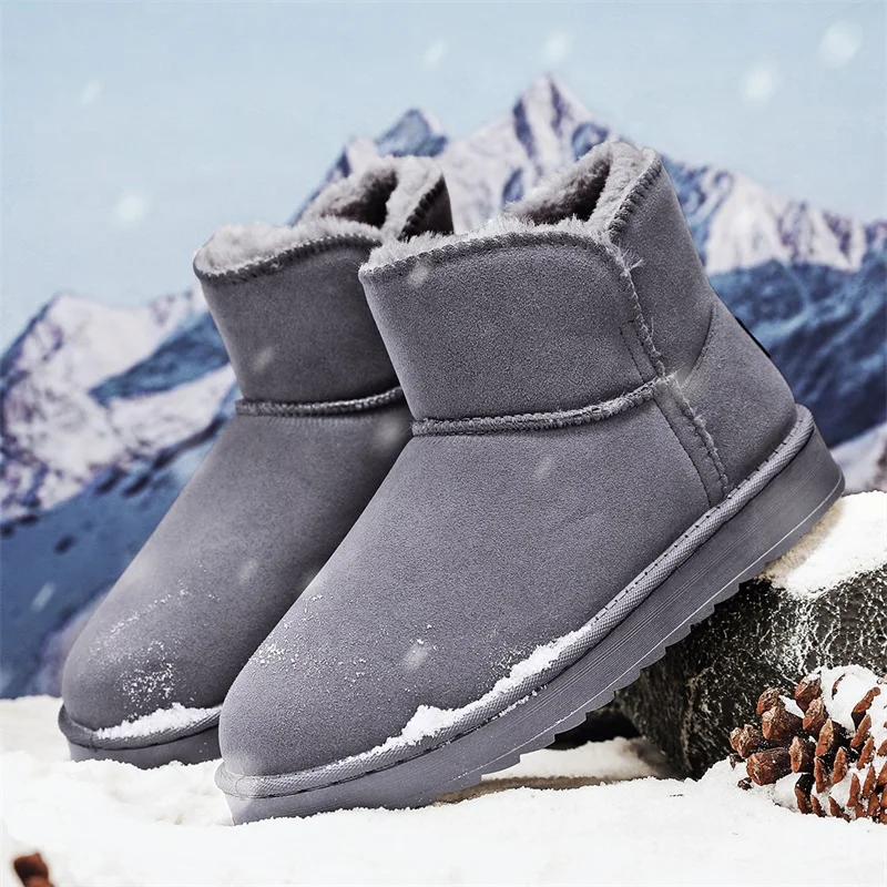 Winter Women Man Real Sheepskin Wool Ultra Mini Platform Snow Boots Classic Genuine Leather Natural Fur Warm Thick sole Shoes
