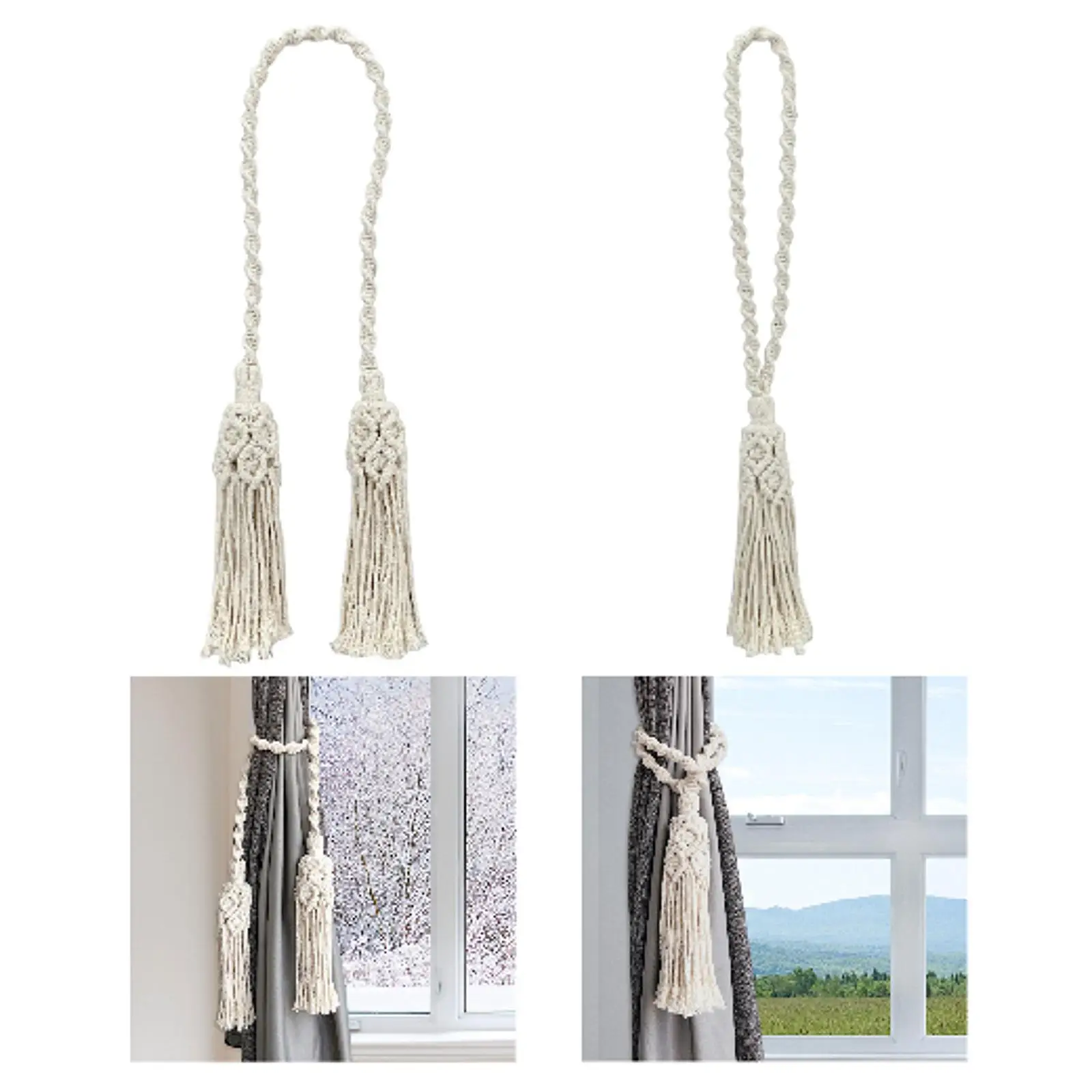 Bohemian Macrame Curtain Tieback, Window Tieback, Modern Elegant Gift, Handwoven