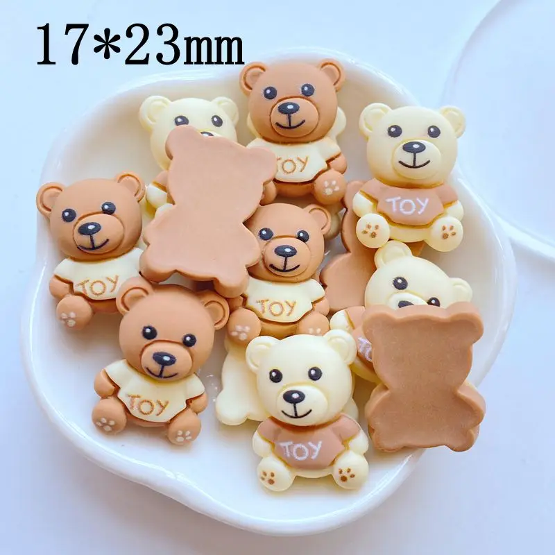 10Pcs New Cute Mini 17*23mm Cartoon Bear Series Flat Back Resin Cabochons Scrapbooking DIY Jewelry Craft Decoration Accessories