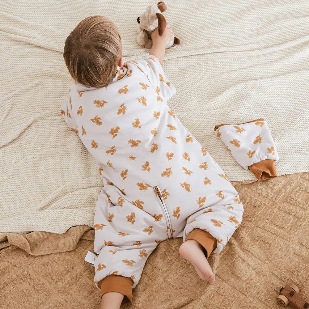 Saco de dormir con mangas extraíbles para bebé, ropa de dormir cálida para niños, pijamas de 3 vías con cremallera, 100% algodón, 2,5 tog