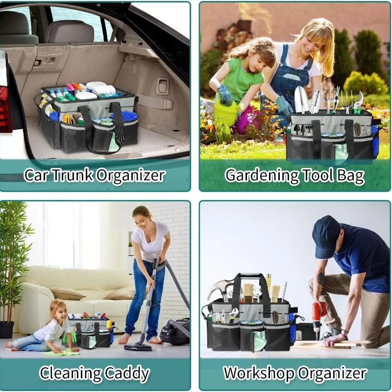 

A84E-Large Capacity Multi-Function Tool Organizer Bag-Hardware Storage For Cleaning Supplies