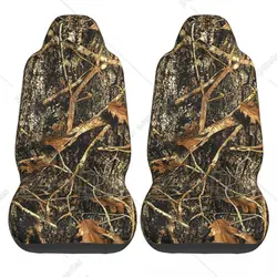 Autumn Camoflauge Printed Car Seat Covers for Front Seat 2-Pack Elasticity Automotive Seat Cover for Auto Truck Van SUV