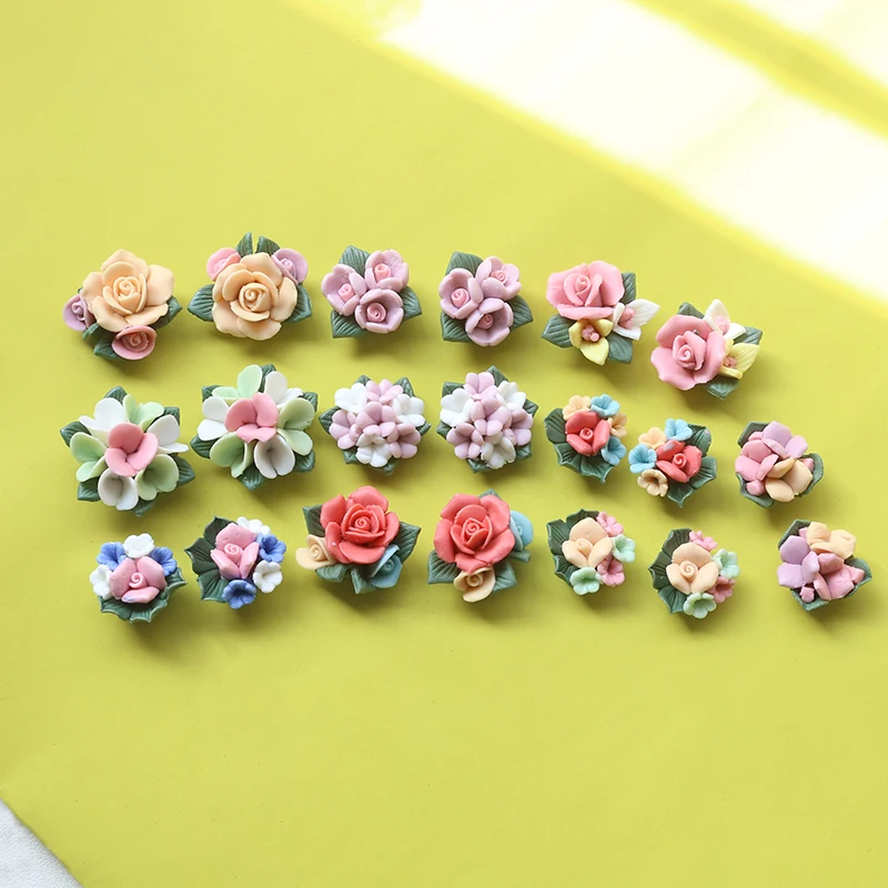 A variety of ceramic flowers retro wind rose immortality flower DIY hand jewelry hairpin mobile phone case accessories materials