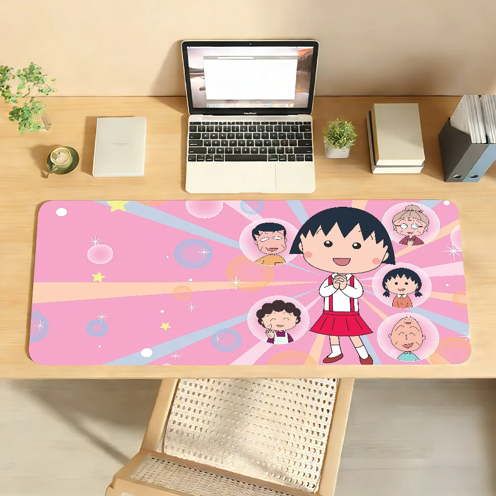 C-Chibimaruko Cute C-Chan MousePad Non-slip Locking Edge DeskMat PC Laptop Accessories Rubber Office Keyboard Game 350x900x3mm
