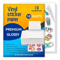 Color Box Package Letter Size 8.5 x 11 Inch 10 Sheets Glossy White Printable Vinyl Sticker Paper for Inkjet Printer Waterproof