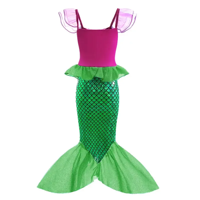 كرنفال تأثيري حلي حورية البحر حفلة موسيقية فستان الأميرة الاطفال فستان صيفي عيد الهالوين فستان عيد ميلاد حتى ارييل تمويه للفتيات