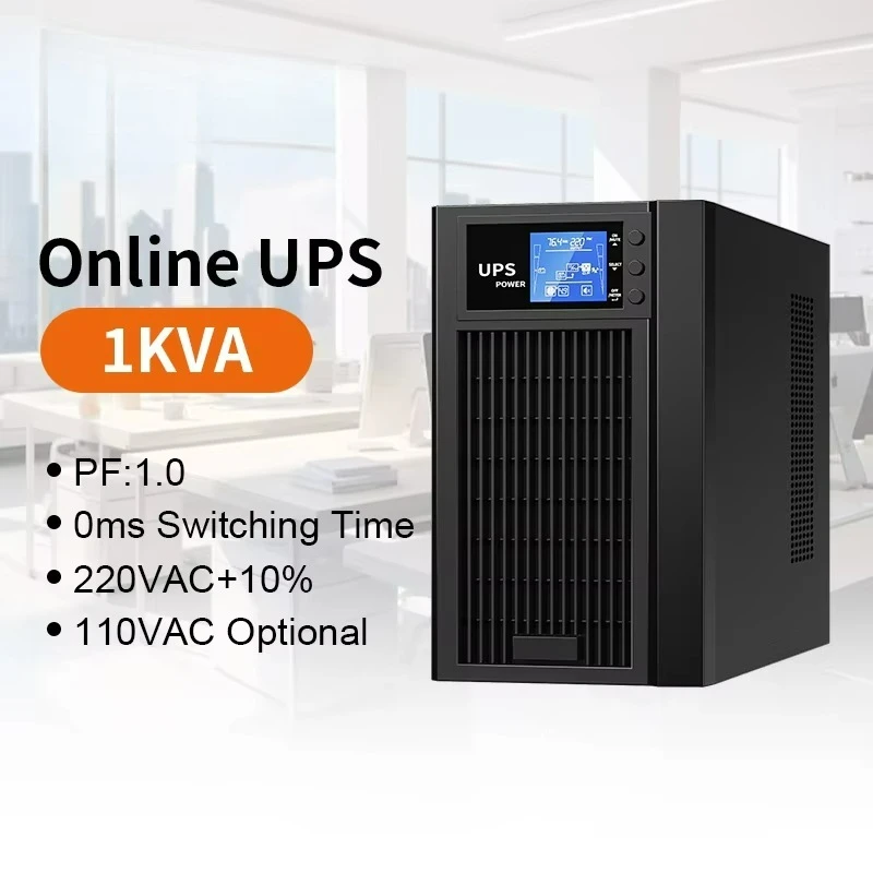 Single Phase 1kVA 2kVA 3kVA Online Double Conversion UPS Pure Sine Wave Output Optional Internal And External Battery
