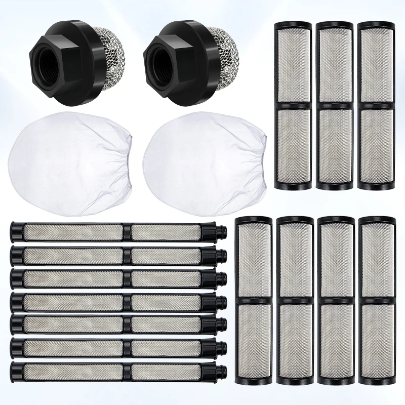 18PCS Airless Paint Sprayer Filter Kit Universal Pump Housing Spray Gun Suction Strainer Paint Filter Bags Replacement Parts