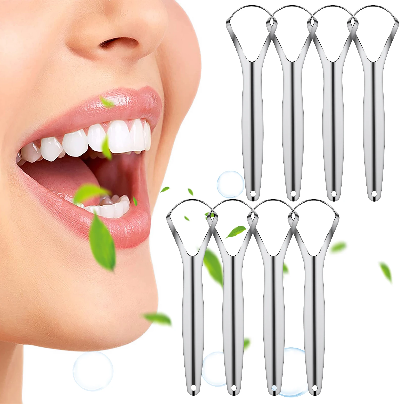 8Pcs Tongue Scraper Stainless Steel Tongue Cleaners Wide Head Tongue Cleaner Tool Reduce Bad Breath Tongue Scrapers for Adults