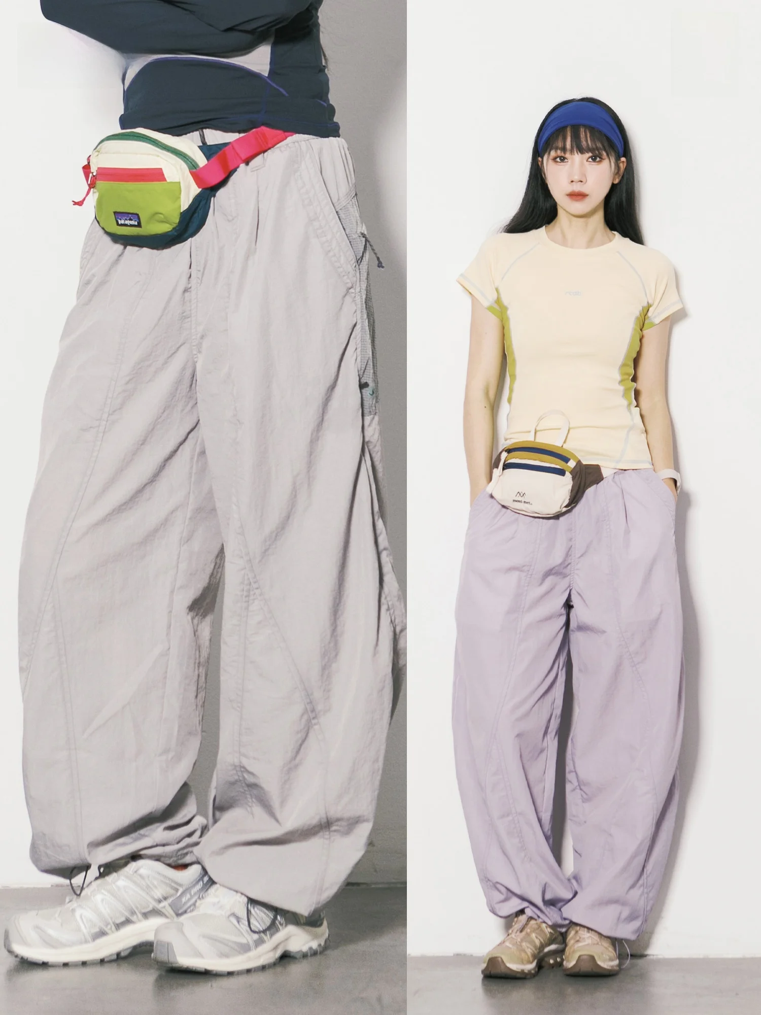 

Outdoor Wind Resistant Pocket Straight Leg Pants Unisex Quick Dry Lightweight Loose Fit Hiking Trousers Color Block Design