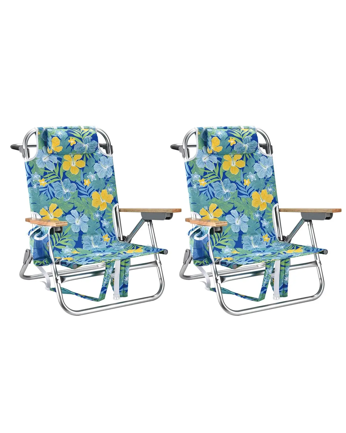 2 Pack Portable Backpack Beach Chair for Adults 5 Position