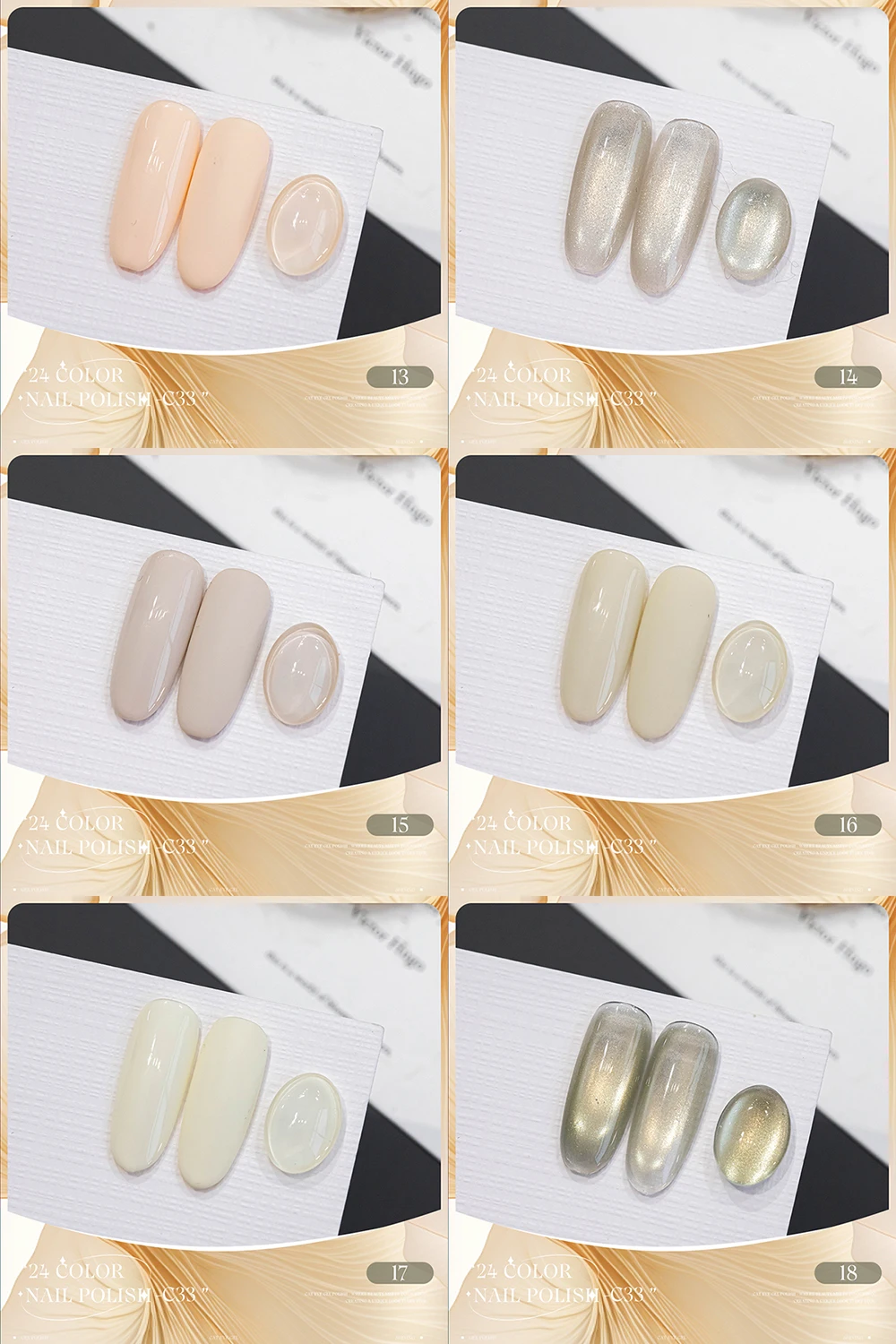 Vendeeni 24 Farben/Set Mondlicht Weiß Gel-Nagellack Magnetischer Katzenaugen-Gel-Lack Perlweiß Glitzer-Gel-Lack mit Display – Detail 7
