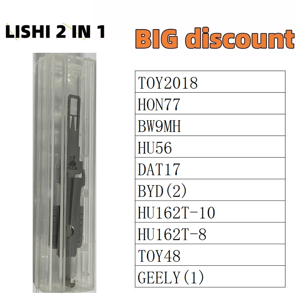 Lishi TOY2018 HON77 BW9MH HU56 DAT17 BYD(2) HU162T-10 HU162T-8 TOY48 2 in 1 For GEELY(1) For Toyota For Haima For Subaru